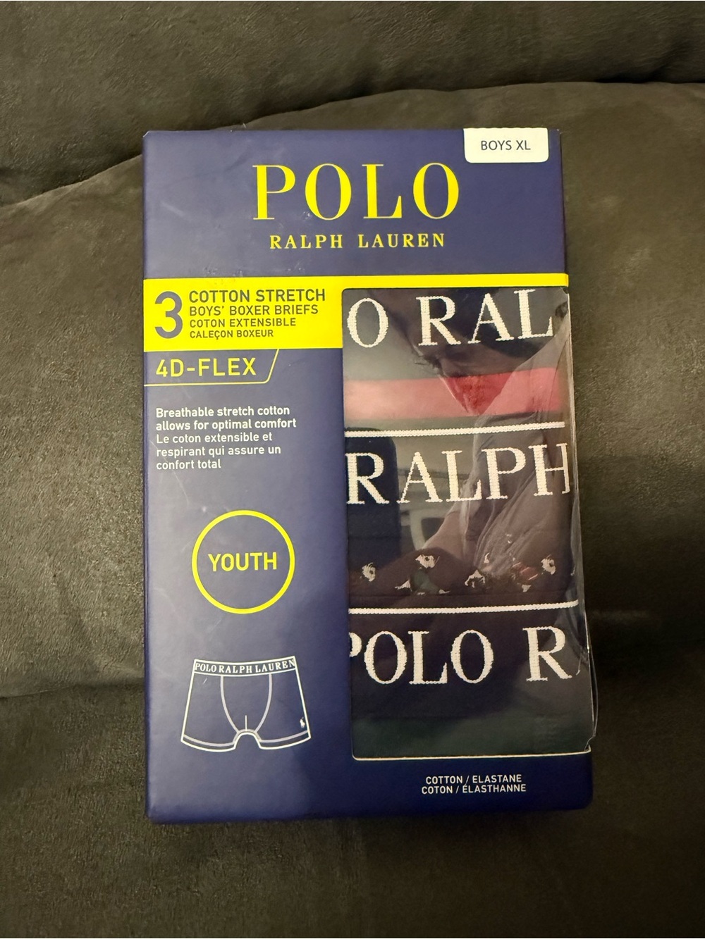 Polo by Ralph Lauren Boys 3-Pack Boxer Briefs in Navy with Red Accent